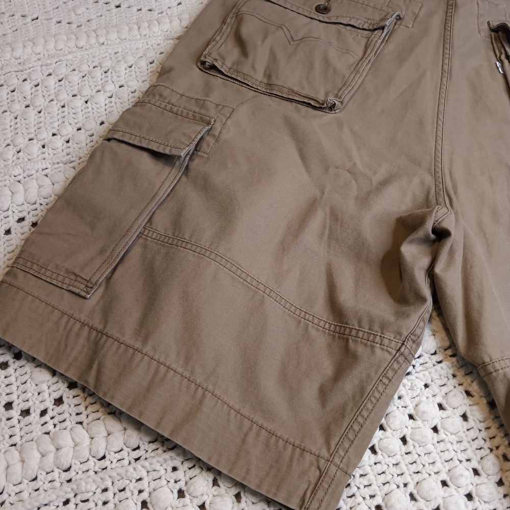 Levi Strauss Mens 40 White Tab Cargo Shorts Khaki Snap 3D Pockets Outdoor Heavy - Picture 8 of 16